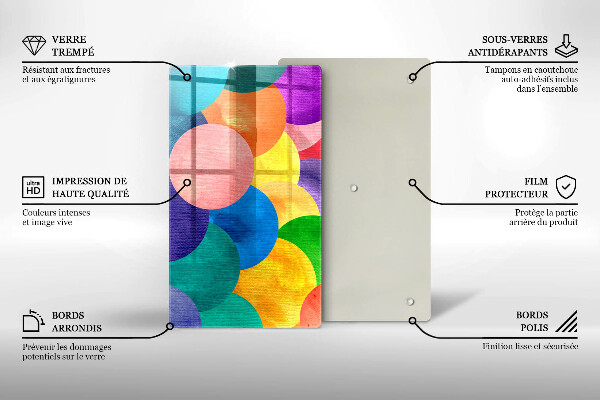 Steklena podloga za rezanje Pisani krogi