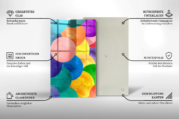 Steklena podloga za rezanje Pisani krogi