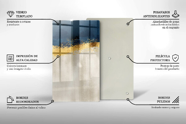 Steklena podloga za rezanje Zlata abstrakcija