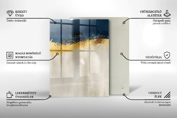 Steklena podloga za rezanje Zlata abstrakcija