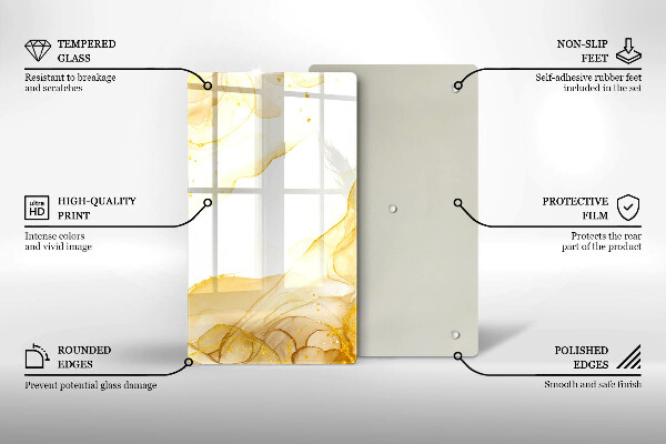 Steklena podloga za rezanje Zlata abstrakcija