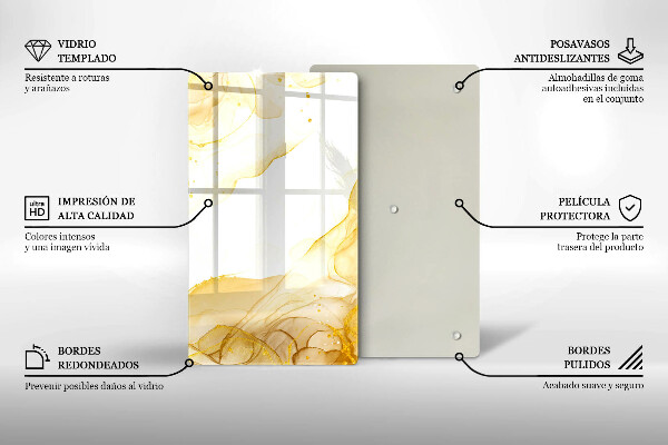 Steklena podloga za rezanje Zlata abstrakcija