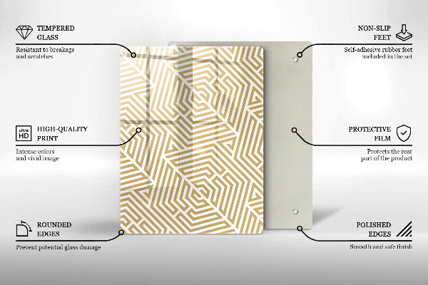 Steklena podloga za rezanje Zlata abstrakcija