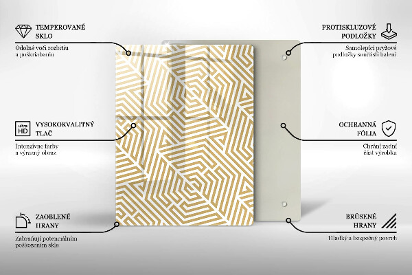 Steklena podloga za rezanje Zlata abstrakcija