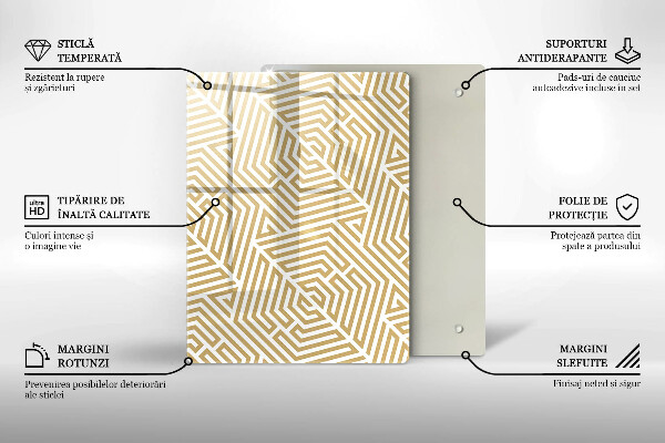 Steklena podloga za rezanje Zlata abstrakcija