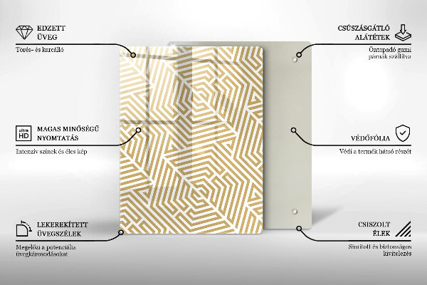 Steklena podloga za rezanje Zlata abstrakcija