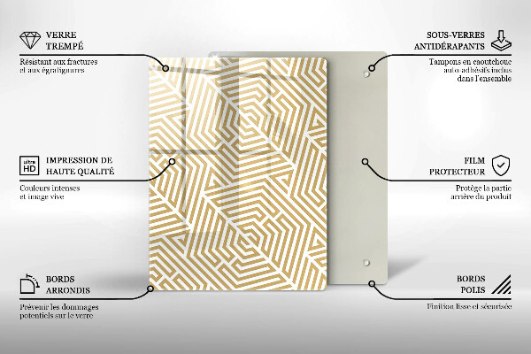 Steklena podloga za rezanje Zlata abstrakcija