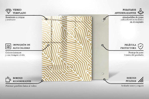 Steklena podloga za rezanje Zlata abstrakcija