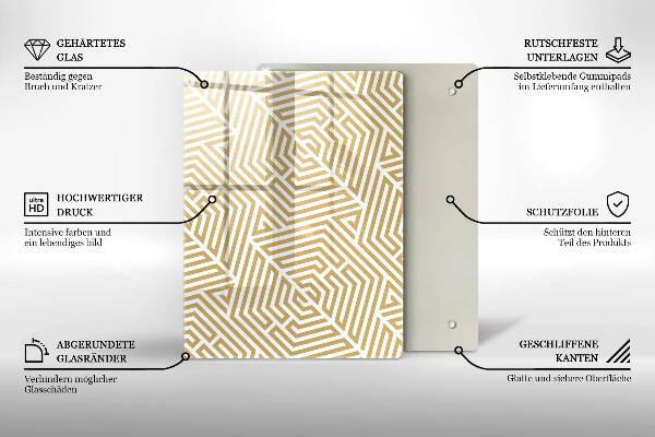 Steklena podloga za rezanje Zlata abstrakcija