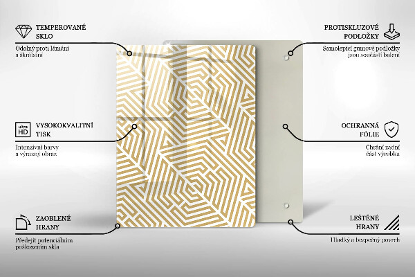 Steklena podloga za rezanje Zlata abstrakcija