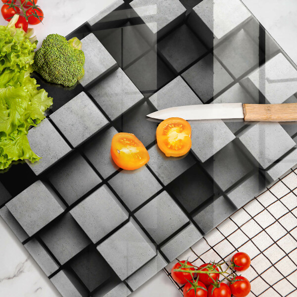 Steklena podloga za rezanje Abstraktni 3D kvadrati