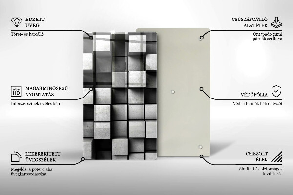 Steklena podloga za rezanje Abstraktni 3D kvadrati
