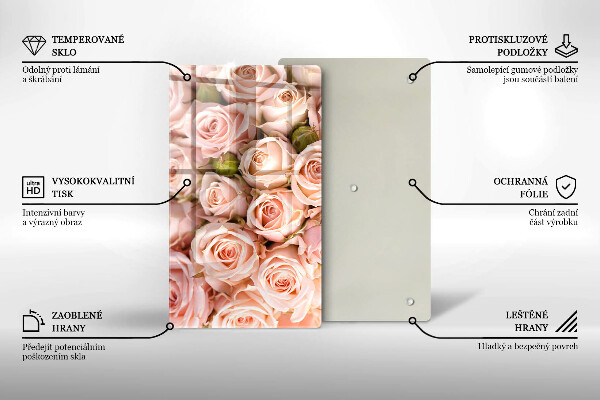 Steklena podloga za rezanje Šopek nežnih vrtnic