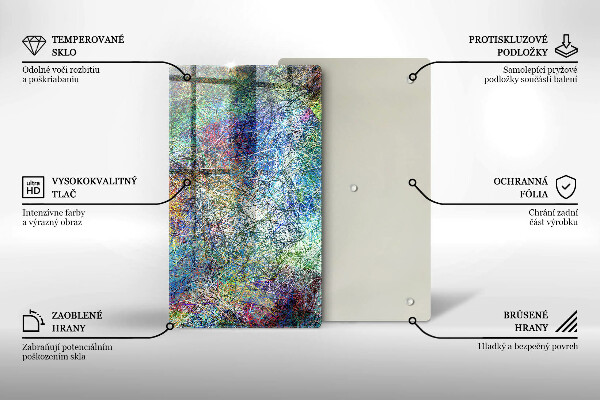 Steklena podloga za rezanje Barvita črtna abstrakcija