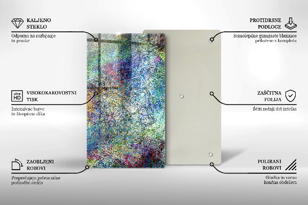 Steklena podloga za rezanje Barvita črtna abstrakcija