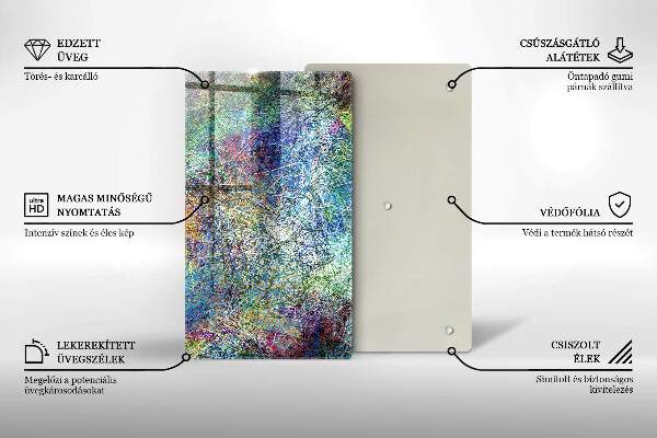 Steklena podloga za rezanje Barvita črtna abstrakcija