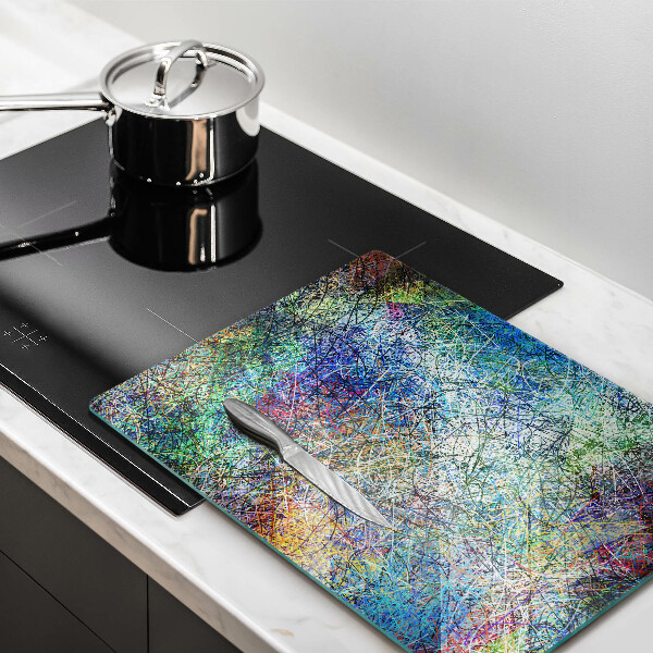 Steklena podloga za rezanje Barvita črtna abstrakcija