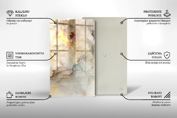 Steklena podloga za rezanje Tekstura marmorja z zlatom