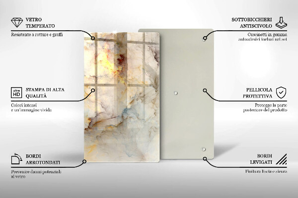 Steklena podloga za rezanje Tekstura marmorja z zlatom