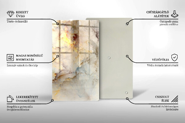Steklena podloga za rezanje Tekstura marmorja z zlatom
