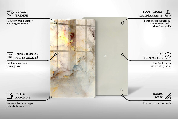 Steklena podloga za rezanje Tekstura marmorja z zlatom