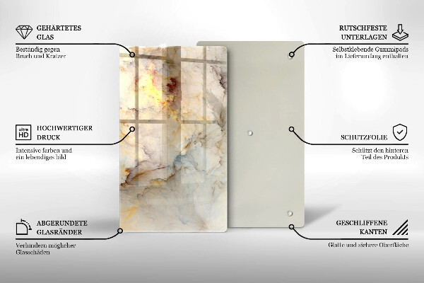 Steklena podloga za rezanje Tekstura marmorja z zlatom