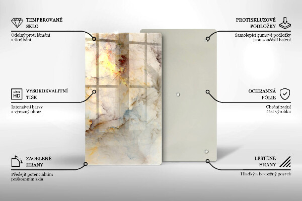 Steklena podloga za rezanje Tekstura marmorja z zlatom