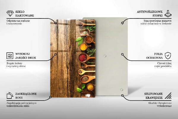 Steklena podloga za rezanje Lesene žlice začimb