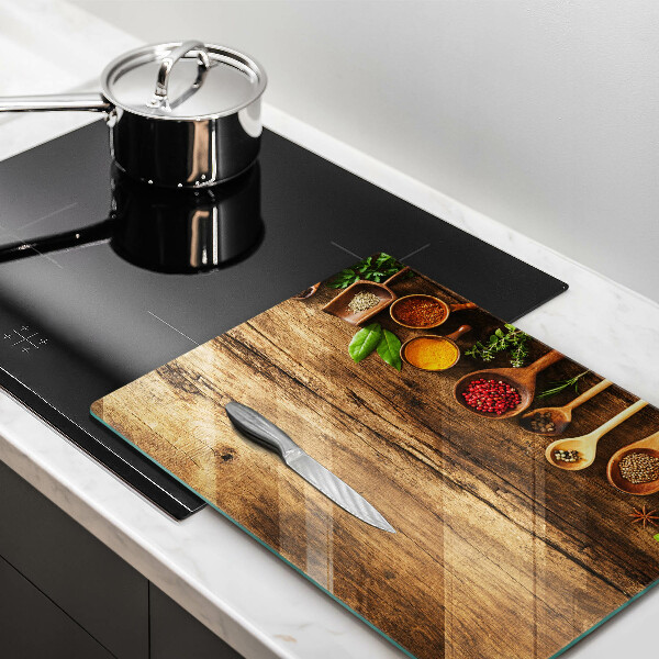 Steklena podloga za rezanje Lesene žlice začimb