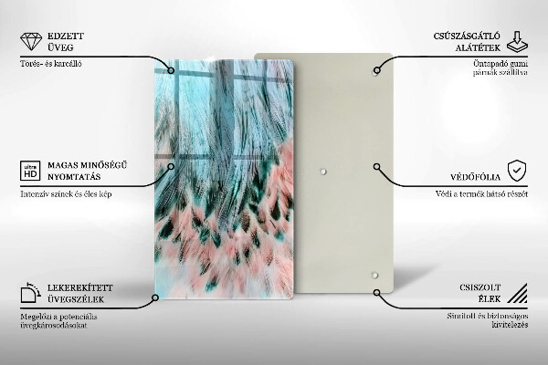 Steklena podloga za rezanje Boho ptičje perje