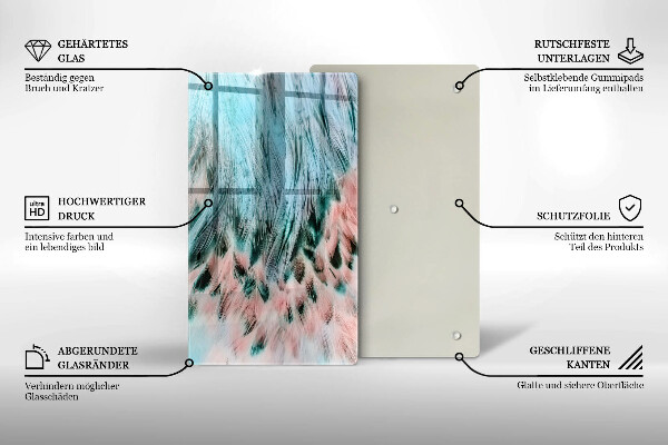 Steklena podloga za rezanje Boho ptičje perje