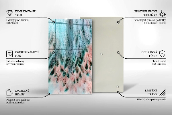 Steklena podloga za rezanje Boho ptičje perje