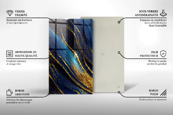 Steklena podloga za rezanje Mornarsko modra abstrakcija