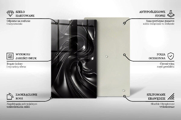 Steklena podloga za rezanje Abstraktna črna maša