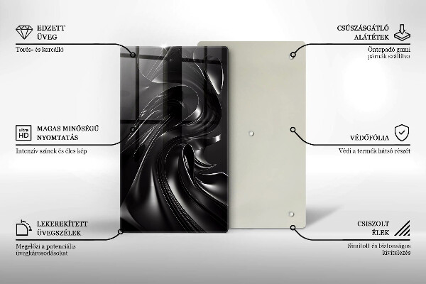 Steklena podloga za rezanje Abstraktna črna maša