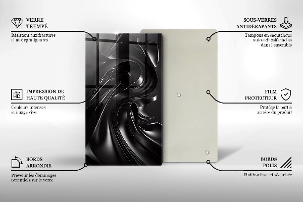 Steklena podloga za rezanje Abstraktna črna maša