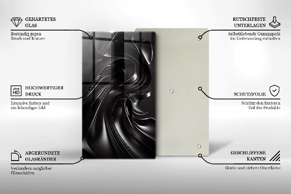 Steklena podloga za rezanje Abstraktna črna maša