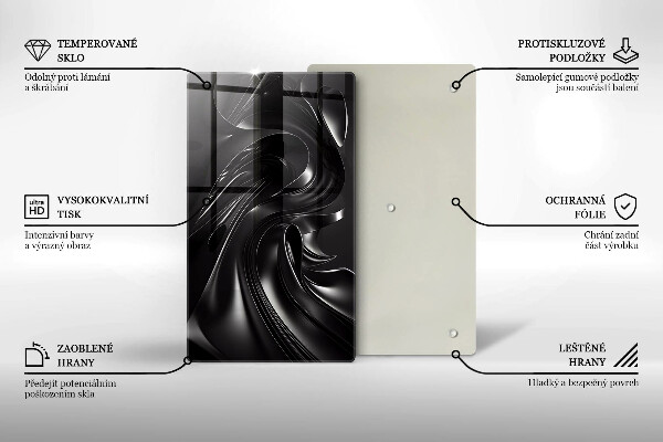 Steklena podloga za rezanje Abstraktna črna maša