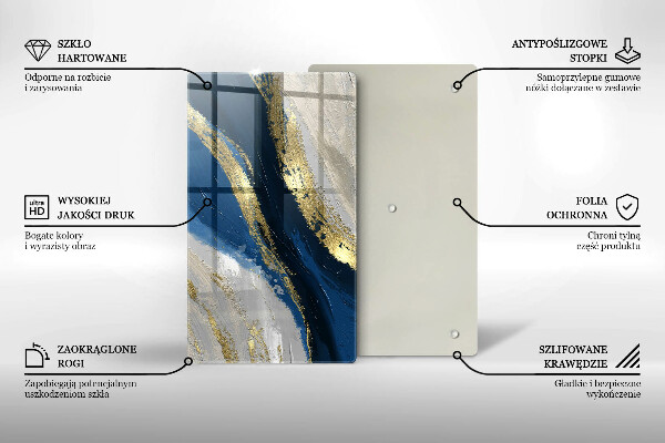 Steklena podloga za rezanje Tekstura z zlatom