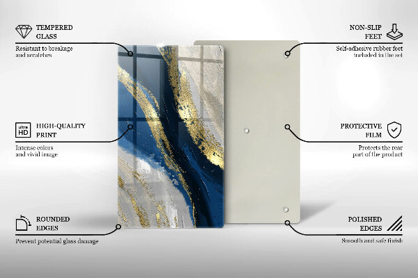 Steklena podloga za rezanje Tekstura z zlatom