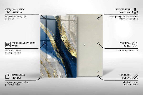 Steklena podloga za rezanje Tekstura z zlatom