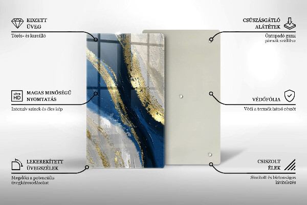 Steklena podloga za rezanje Tekstura z zlatom