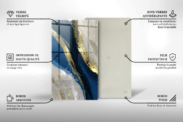 Steklena podloga za rezanje Tekstura z zlatom