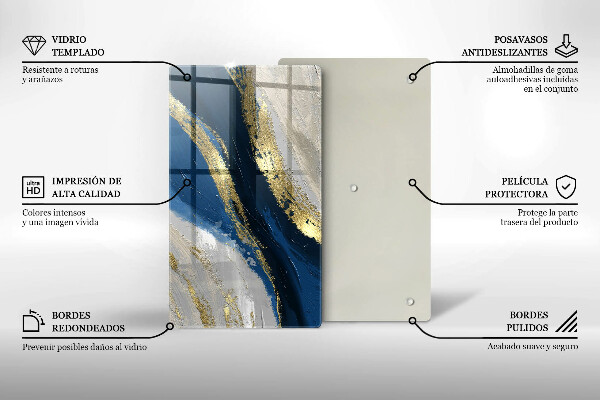 Steklena podloga za rezanje Tekstura z zlatom