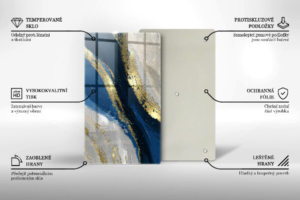 Steklena podloga za rezanje Tekstura z zlatom