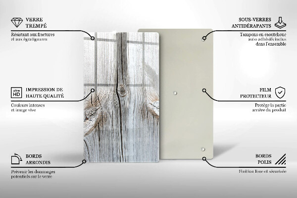 Steklena podloga za rezanje Svetla lesena struktura