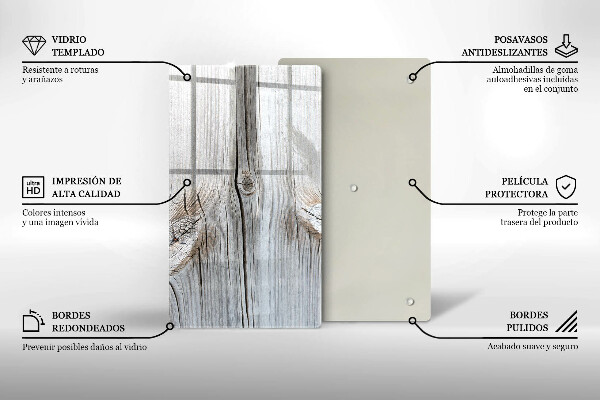 Steklena podloga za rezanje Svetla lesena struktura