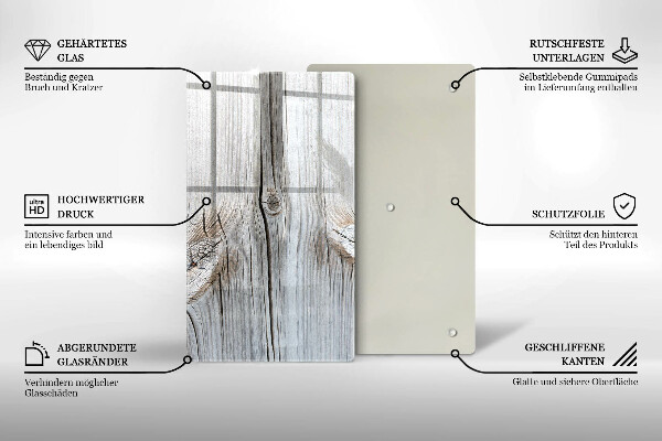 Steklena podloga za rezanje Svetla lesena struktura