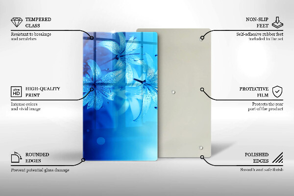 Steklena podloga za rezanje Modre rože