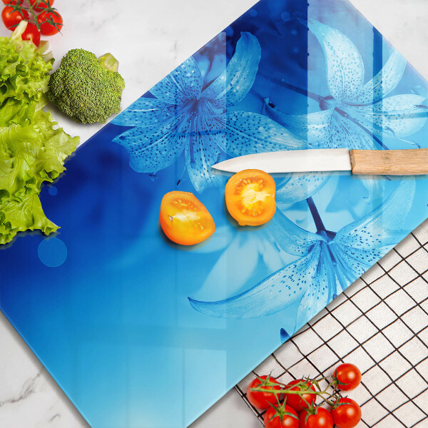 Steklena podloga za rezanje Modre rože